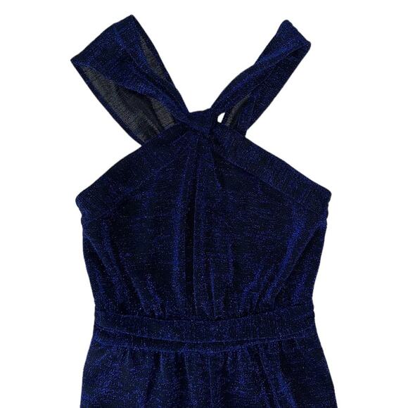 Rachel Zoe Marianne Blue Metallic Wide Leg Sleeveless Jumpsuit Size 2 - Picture 5 of 13
